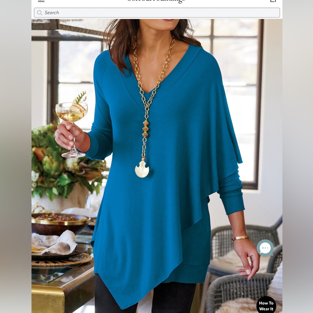 🆕 Soft Surroundings XL Knit Tunic Top Mykonos Blue